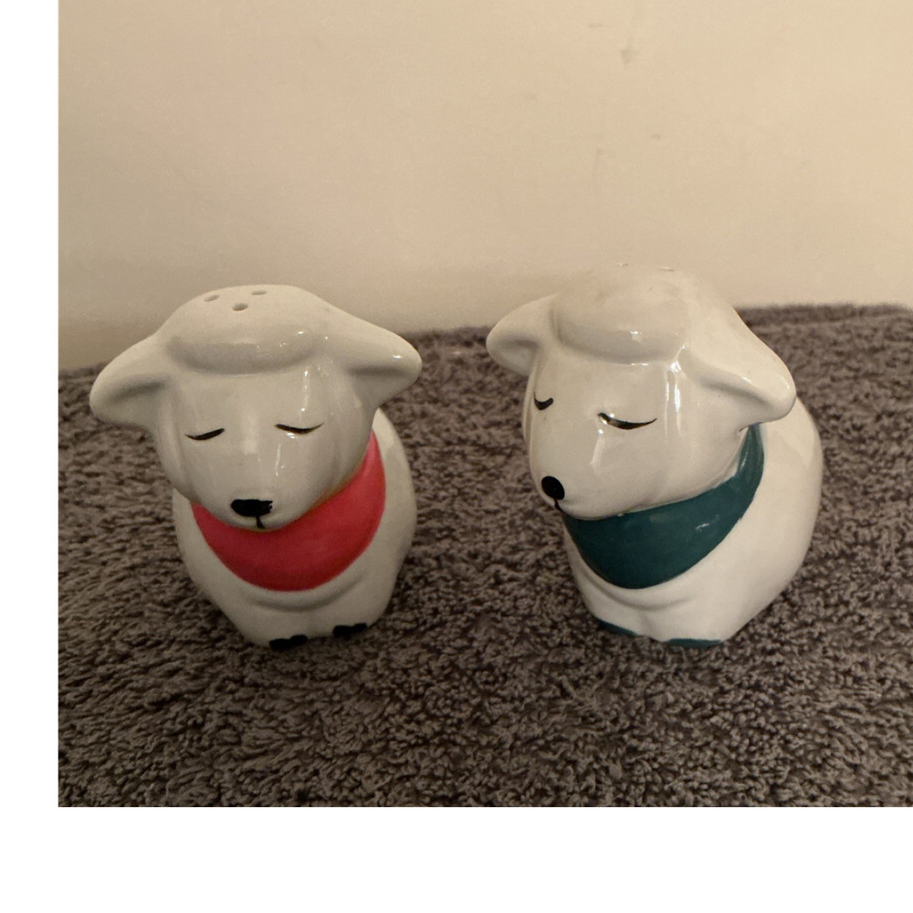 Ceramic Animal Salt Pepper Shakers Red Green White Novelty Set