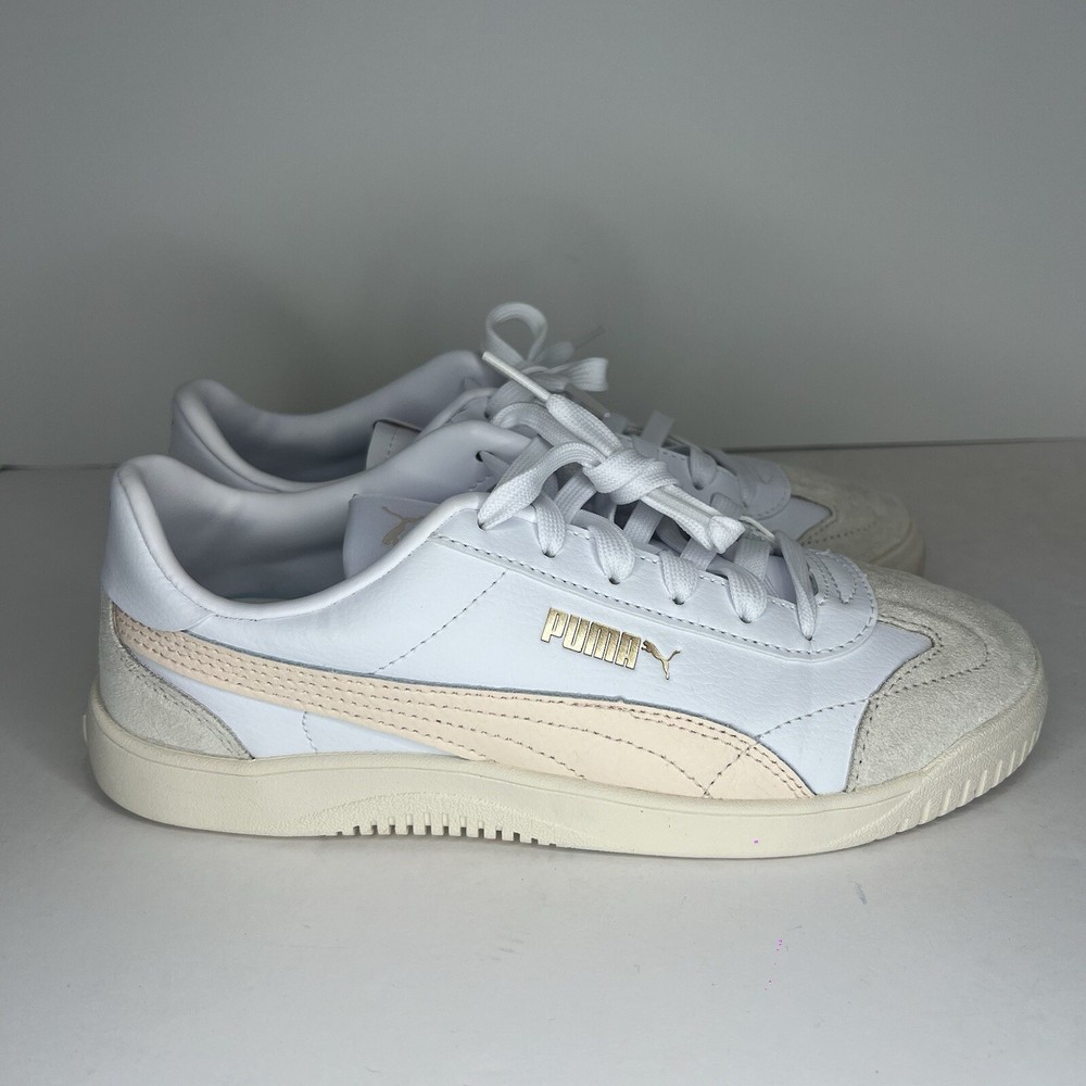 Womens 7 PUMA Club 5V5 Suede Casual Shoes Sneaker White Blush Pink 397636-06