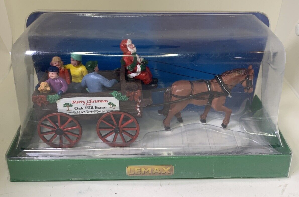 Lemax Christmas Santa Wagon Ride Oak Hill Farm Village Table Accent 33032-image