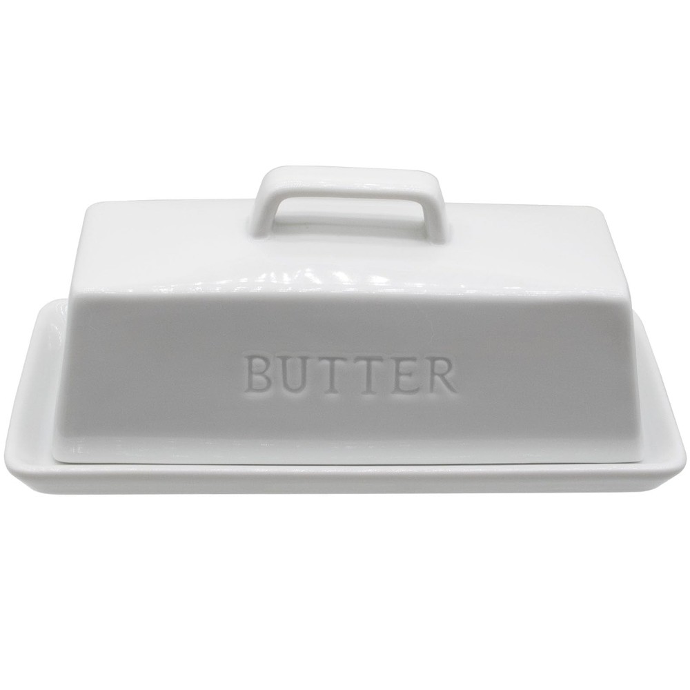 Ceramic Butter Dish With Lid for Countertop, Covered Butter Holder With Lid, ...