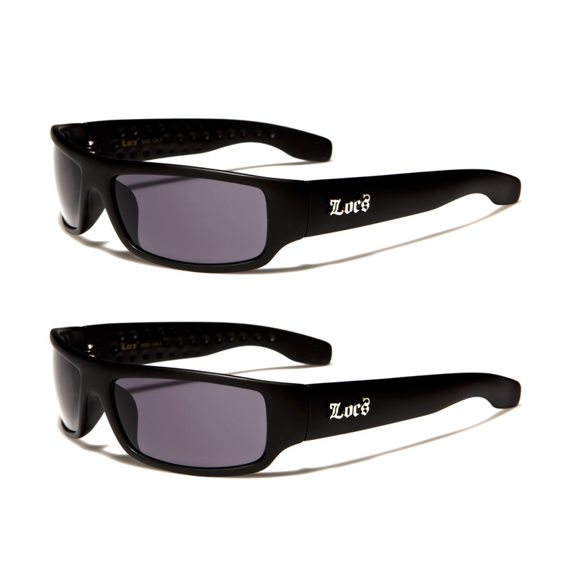 LOCS Sunglasses Gangster Style Flat Top Plastic Frame Dark Lenses Sport For Men.