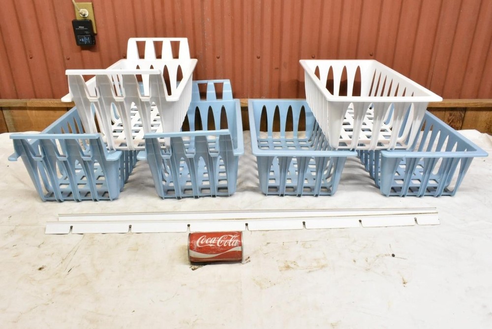 6 OEM Frigidaire Chest Freezer Lower Plastic Basket Bin 2168674 & 2169162 wRails