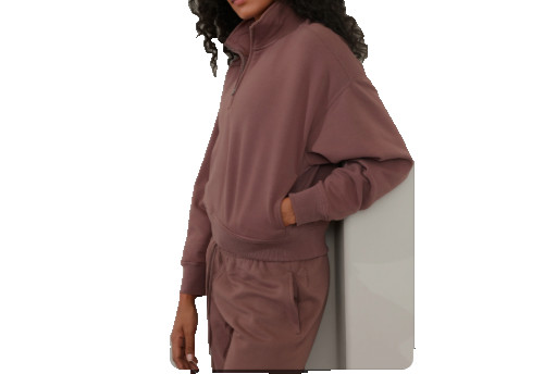 Athleta Women's XS Sweatshirt Mauve 1/4 Zip Fleece Pullover With Pockets
