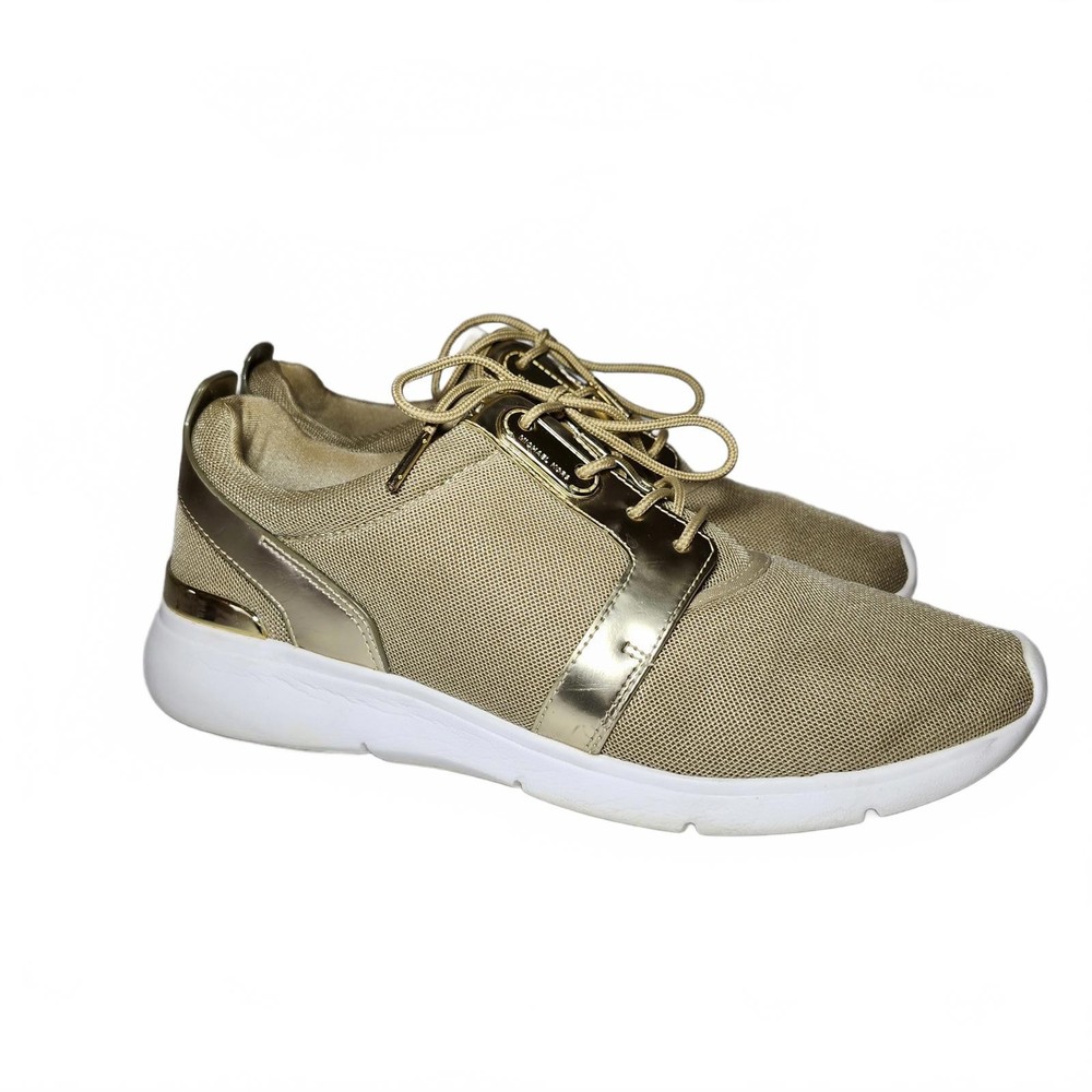 Michael Kors Women's Size 9.5 M Beige Gold Sneakers