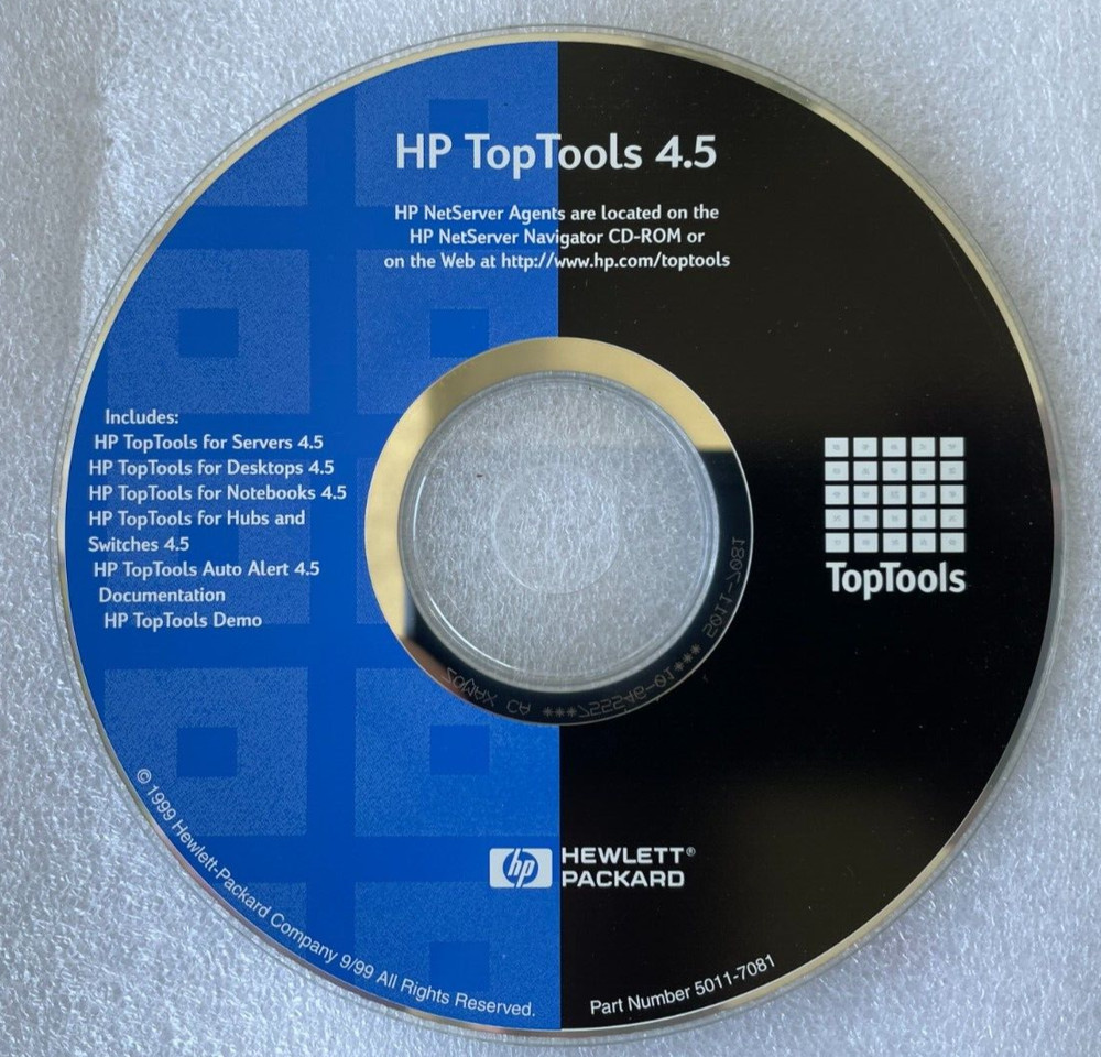 Hewlett Packard Hp Top Tools Software Cd Version 4.5 1999