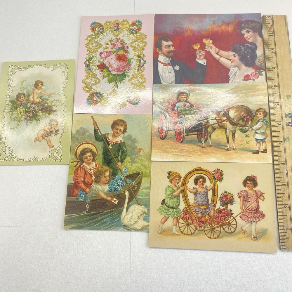 Vintage Set Of 6 Postcards 1980s Victorian Era Designs Ephemera Paper Journaling