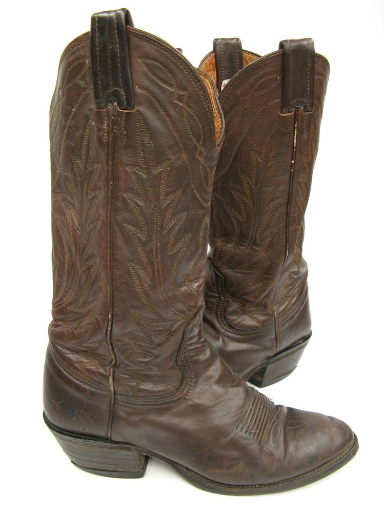 Nocona Brown Leather Embroidered Western Cowgirl Boots Women's 4 D