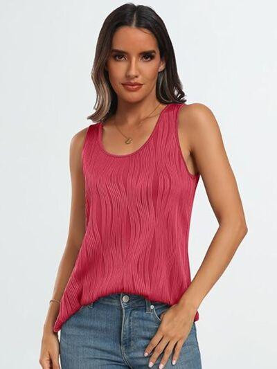 Sleeveless Round Neck Wide Strap Tank Top