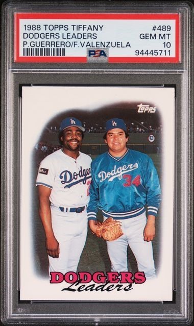 1988 Topps Tiffany #489 Pedro Guerrero / Fernando Valenzuela Dodgers - PSA 10