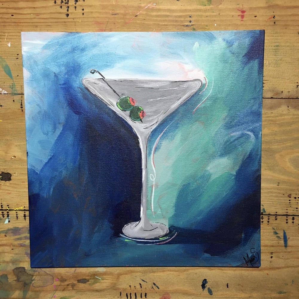 Maria Scalf 12x12 Canvas Martini Drink Bar Club Modern Contemporary Art Signed