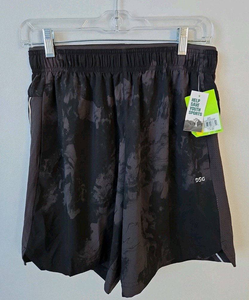 DSG Men’s Small 7” Stride Run Shorts Swirl Pure Black Athletic Running Shorts...