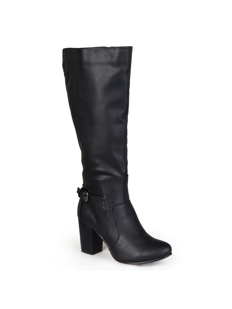 JOURNEE COLLECTION Womens Black Wide Calf Carver Round Toe Duck Boots 9 WC