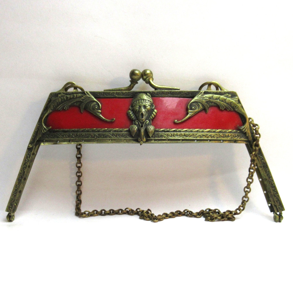 Antique Vintage Purse Frame Egyptian Revival Celluloid SELLER PREPAYS US TARIFFS