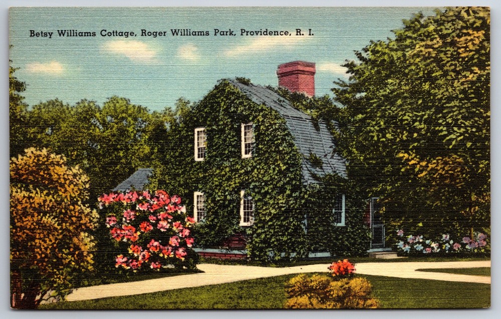 Providence Rhode Island~Betsy Williams Cottage~Vintage Linen Postcard