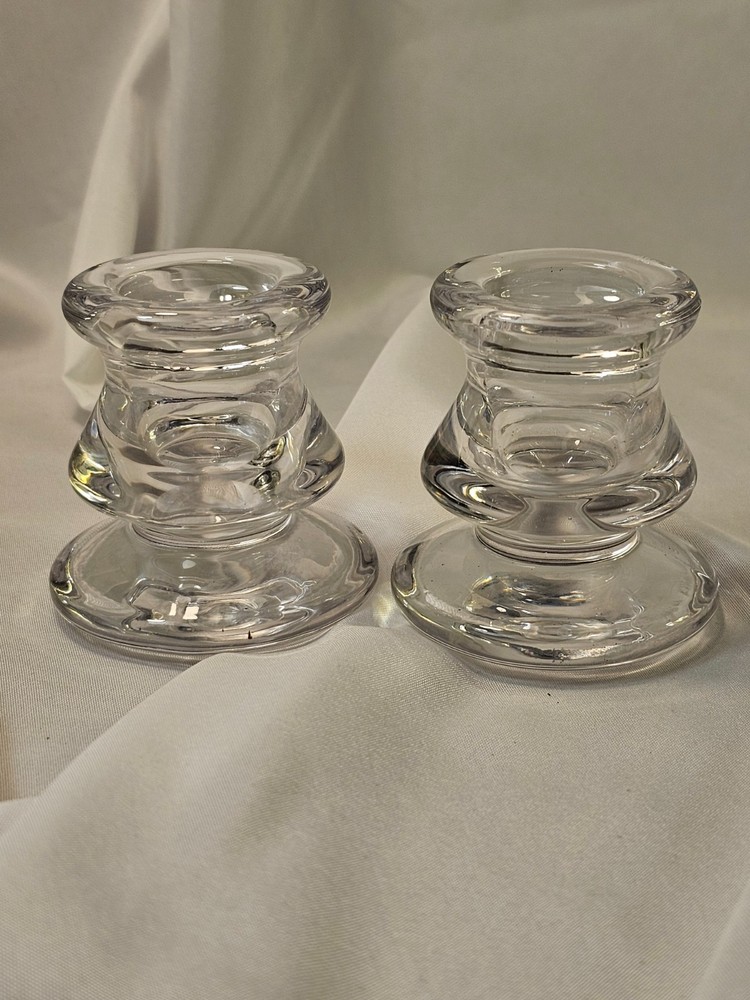 partylite candle holders glass tapers pair set of 2