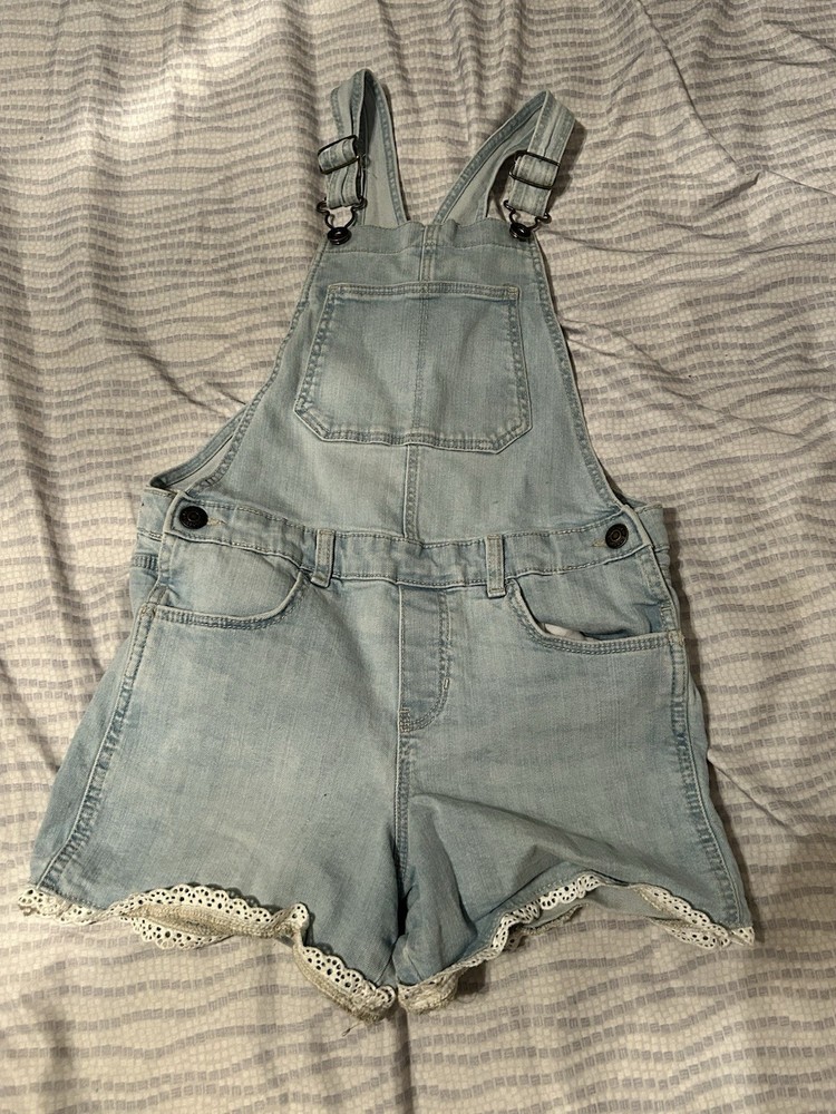 Oshkosh B'Gosh Girls Short Overalls With White Lace Bottoms Size 10