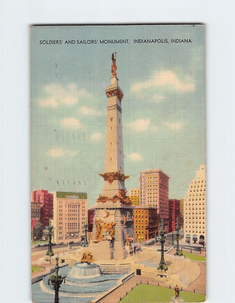 Postcard Soldiers' and Sailors' Monument Indianapolis Indiana USA