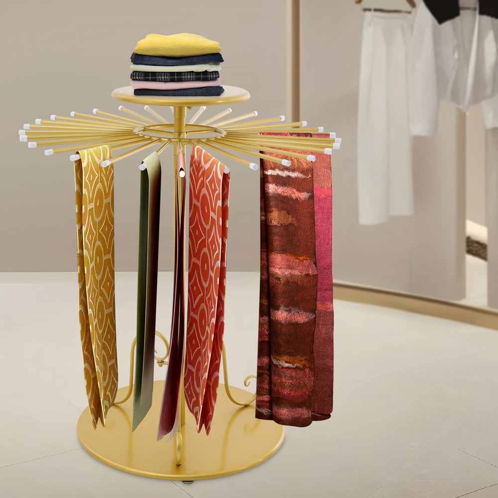 Freestanding Scarf Display Rack Rotating Round Scarf Display Stand Scarf Holder