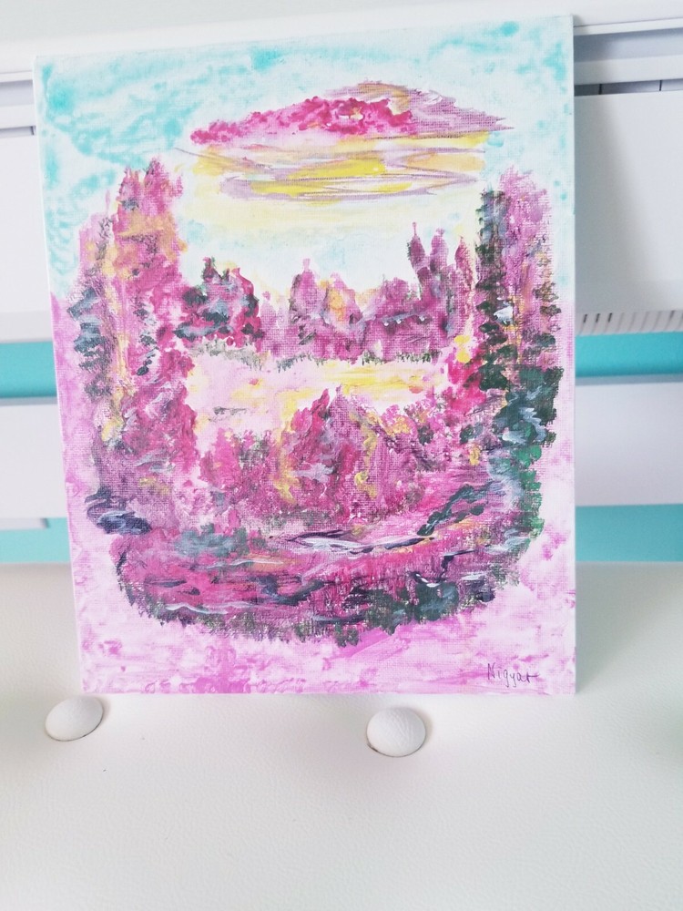 Modern Art, Original Painting, Abstract Forest Painting-image