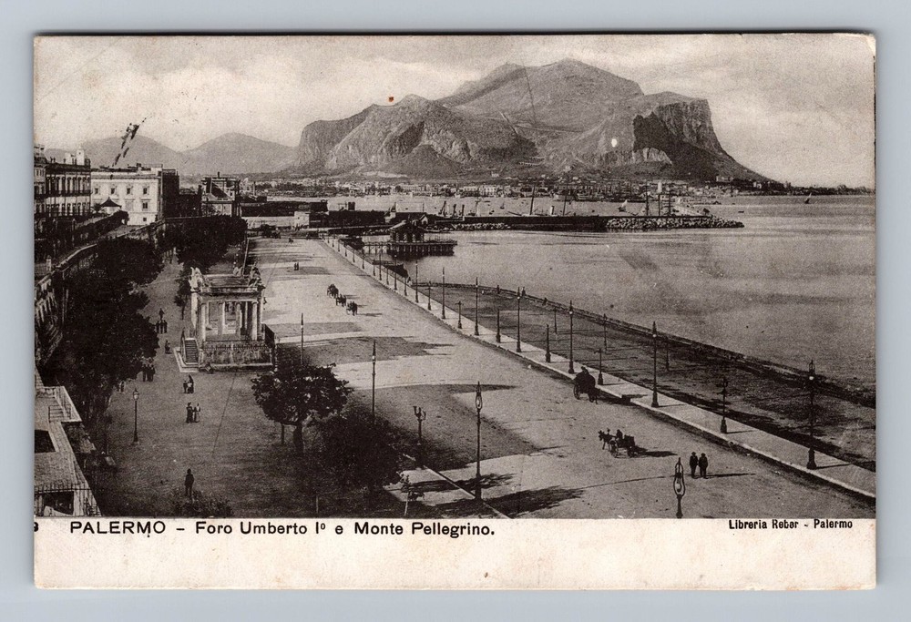 Italy- Sicily Palermo Coastal Area Mountain View Old Card View Vintage Postcard