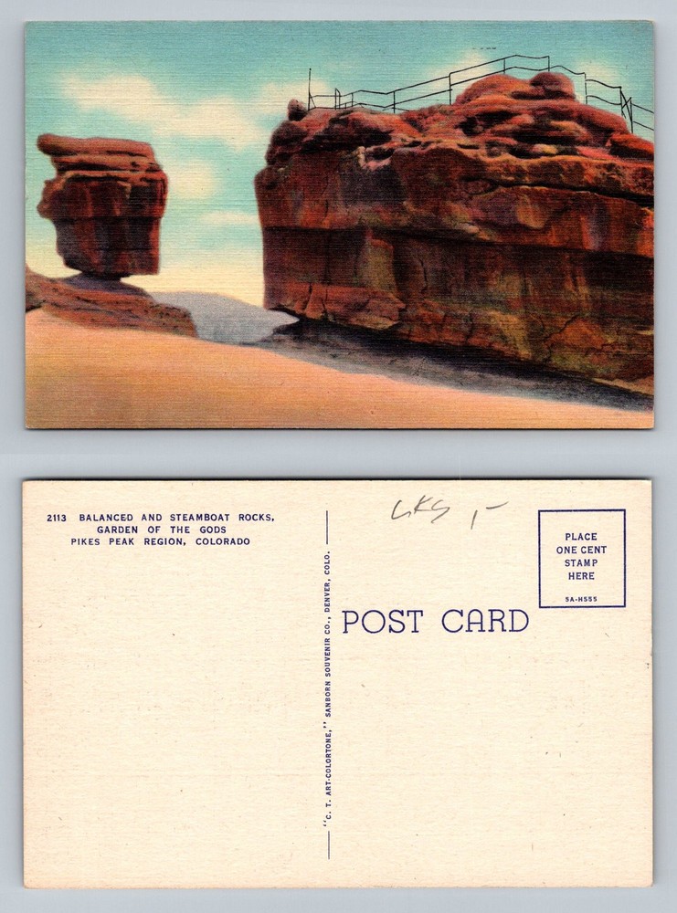 Colorado Springs, CO-Colorado, Steamboat Rocks Garden of Gods Vintage Postcard