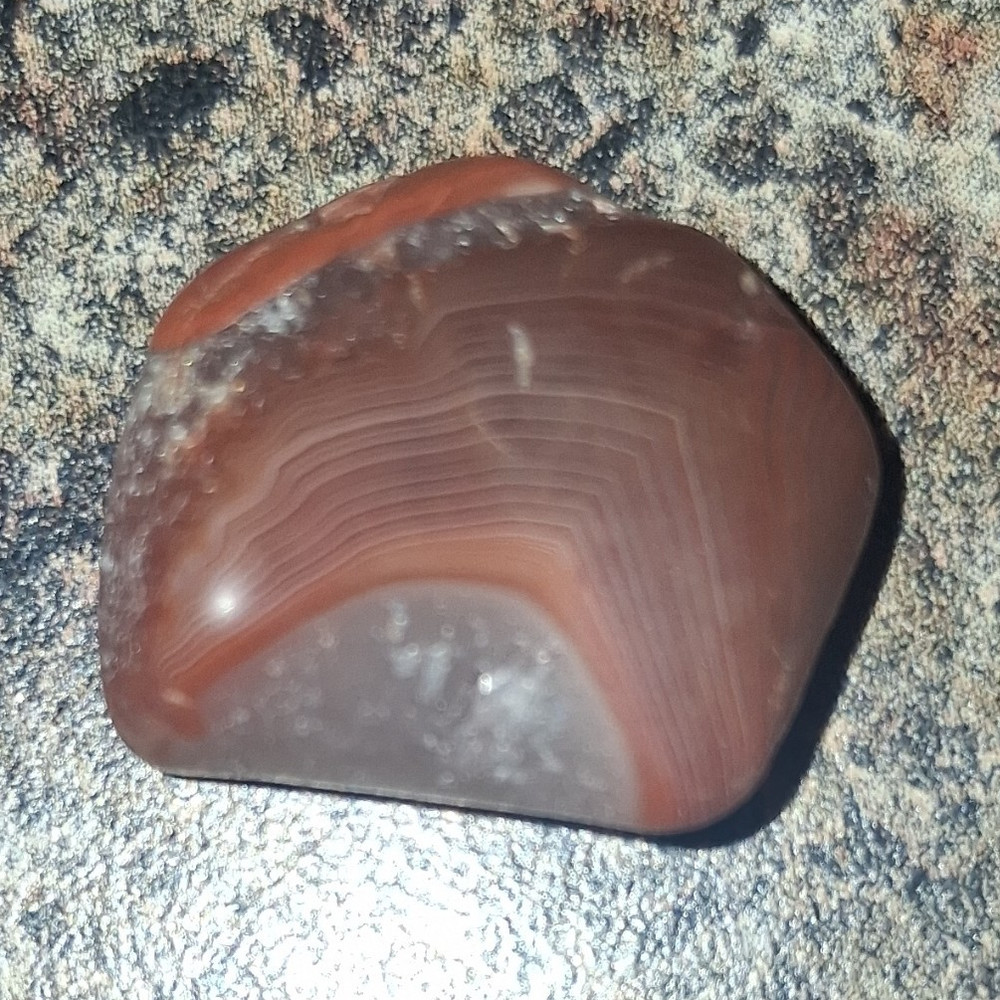 Polished Brown/Red Banded Agate Stone Mineral Specimen Display