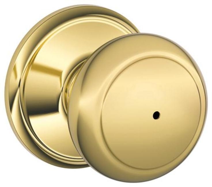 Schlage F40-AND Andover Privacy Door Knob Set in Satin Nickel