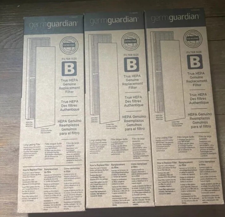 3 PACK Germ Guardian FLT4825 HEPA Replacement Air Purifier Filter Size B