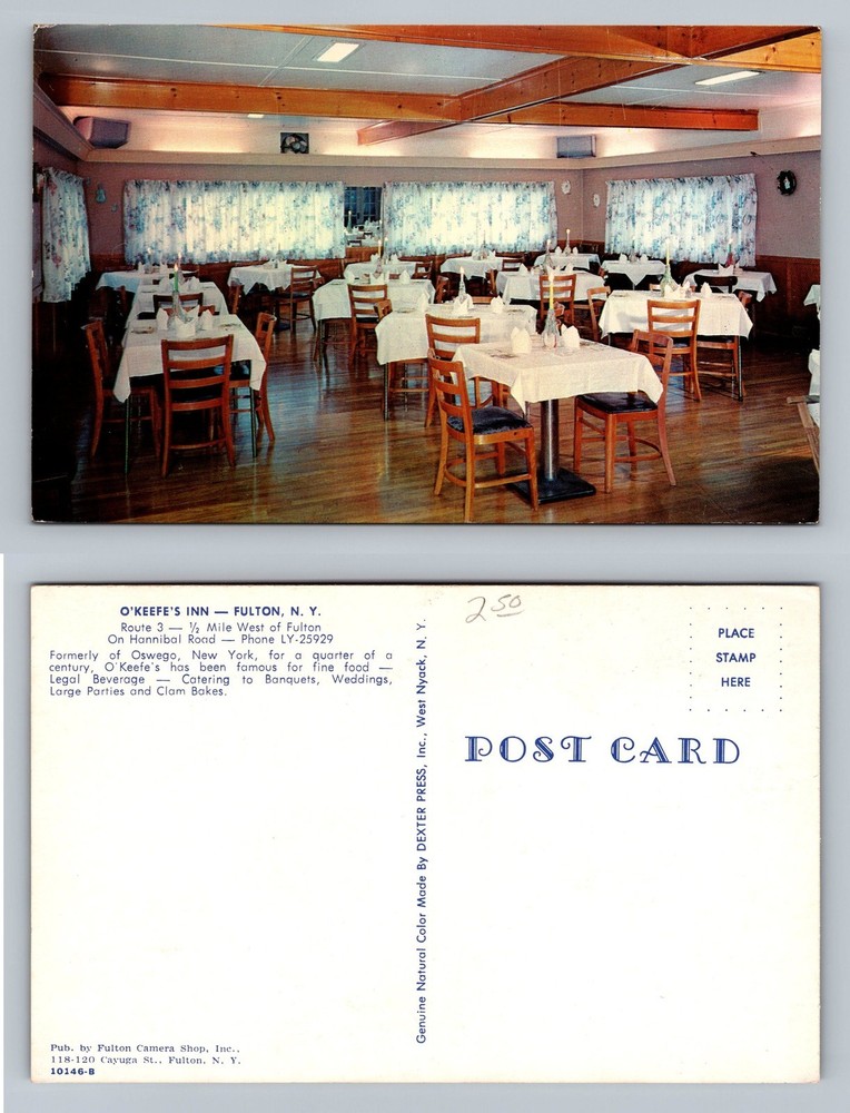 Fulton, NY-New York, O'Keefe's Inn Dining Room Scene View Vintage Postcard