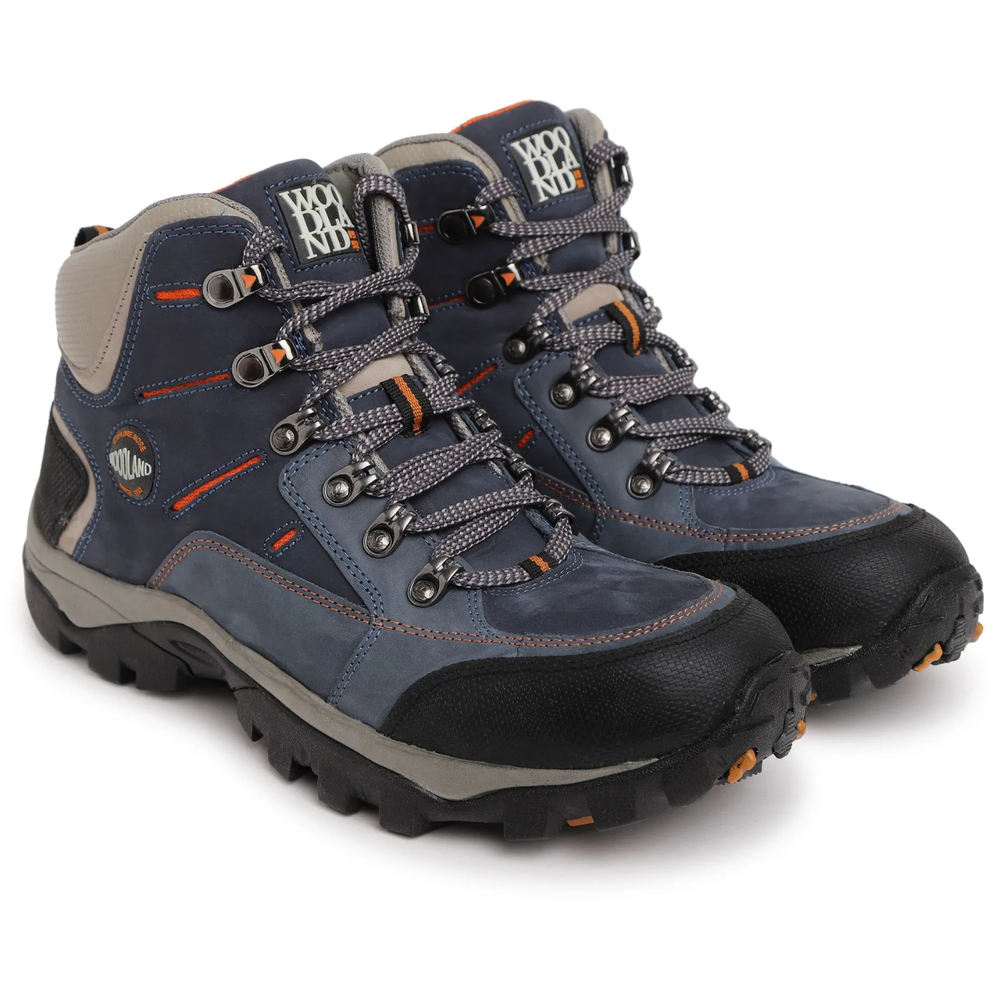 Woodland Men’s Navy Nubuck Outdoor Boots – Rugged Grip Sole, Shock-Absorbing Mid