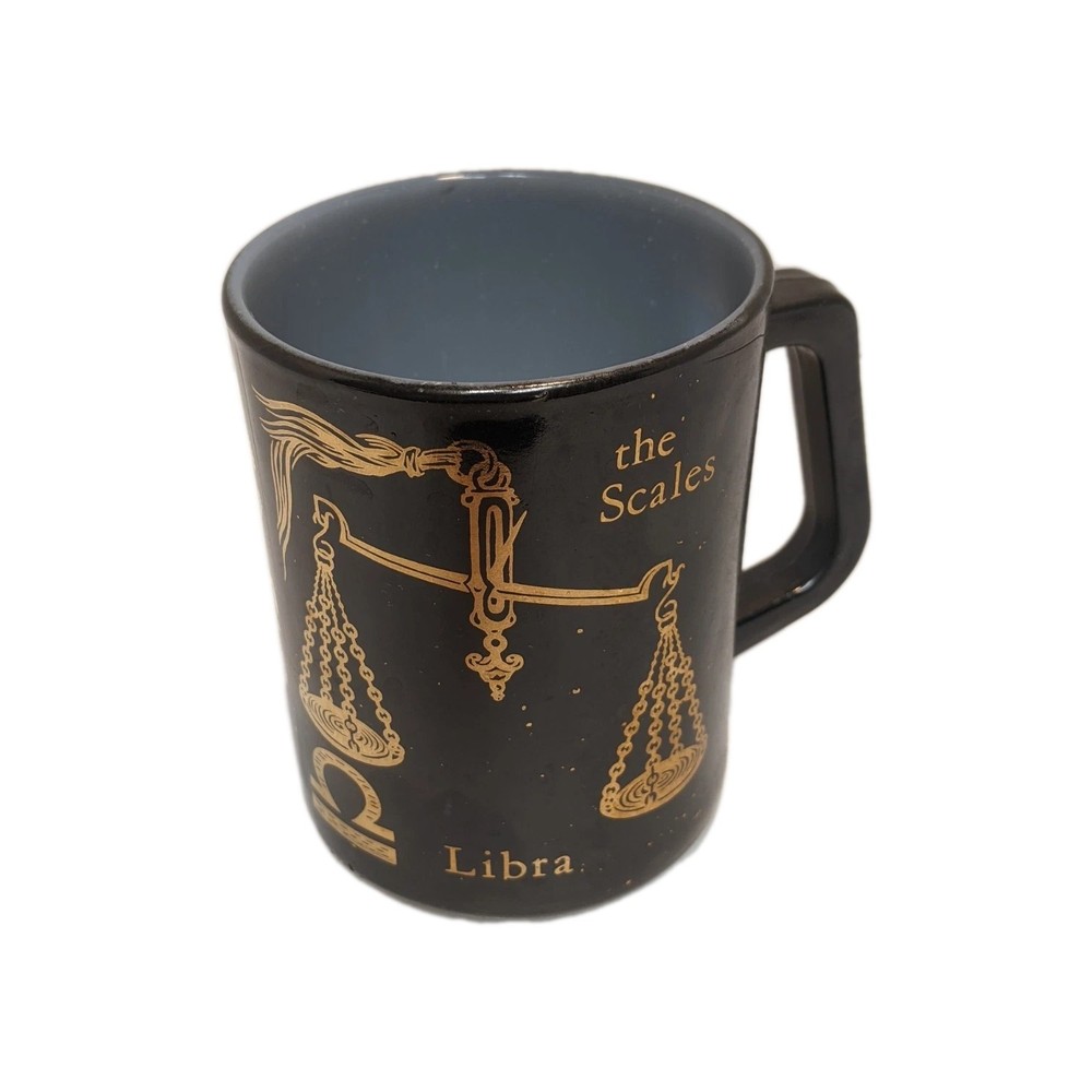 Vintage Federal Milk Glass LIBRA Zodiac Sign Horoscope Astrology Coffee Cup Mug