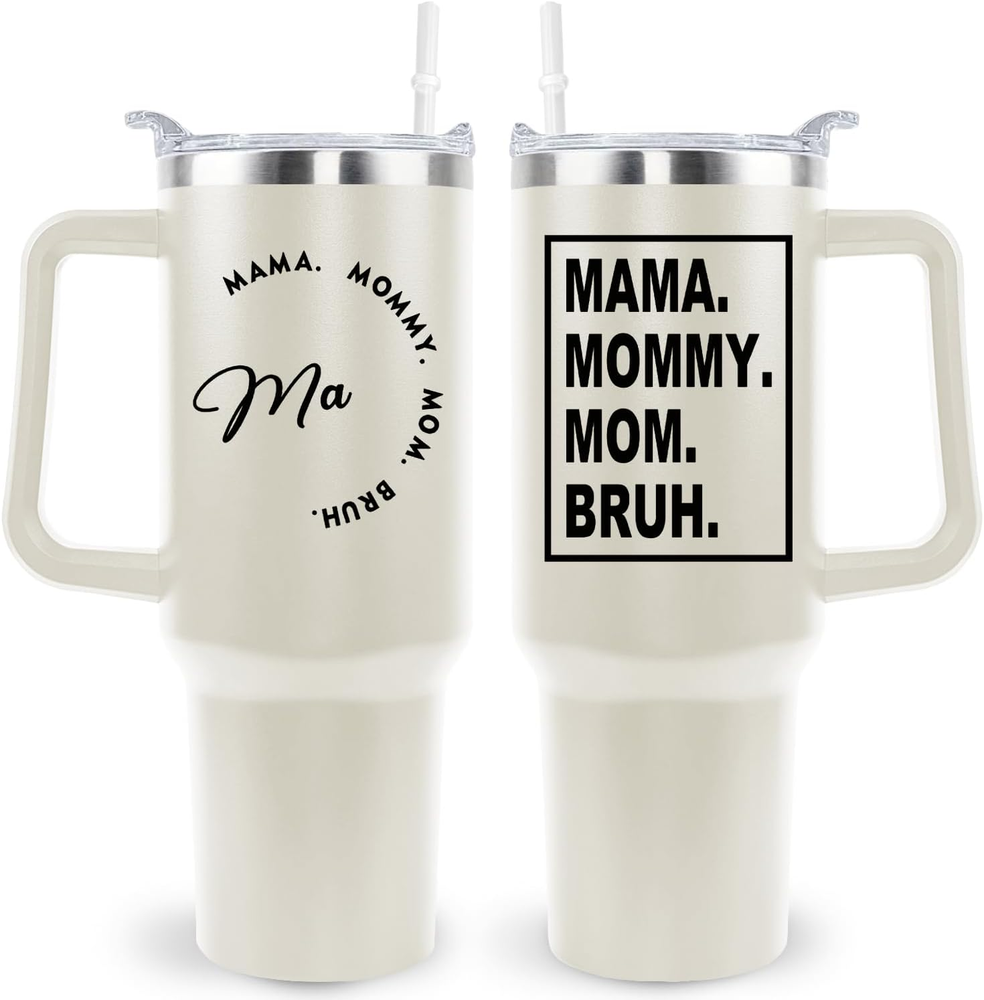 40 Oz Tumbler with Handle for Mom Mama Mommy - Coffee Mug Drinking Gift