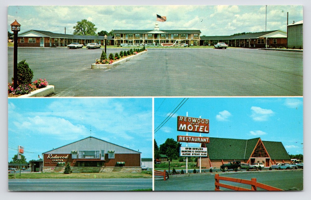 Redwood Center Motel & Restaurant US 20 Angola INdiana IN  c1970s Postcard