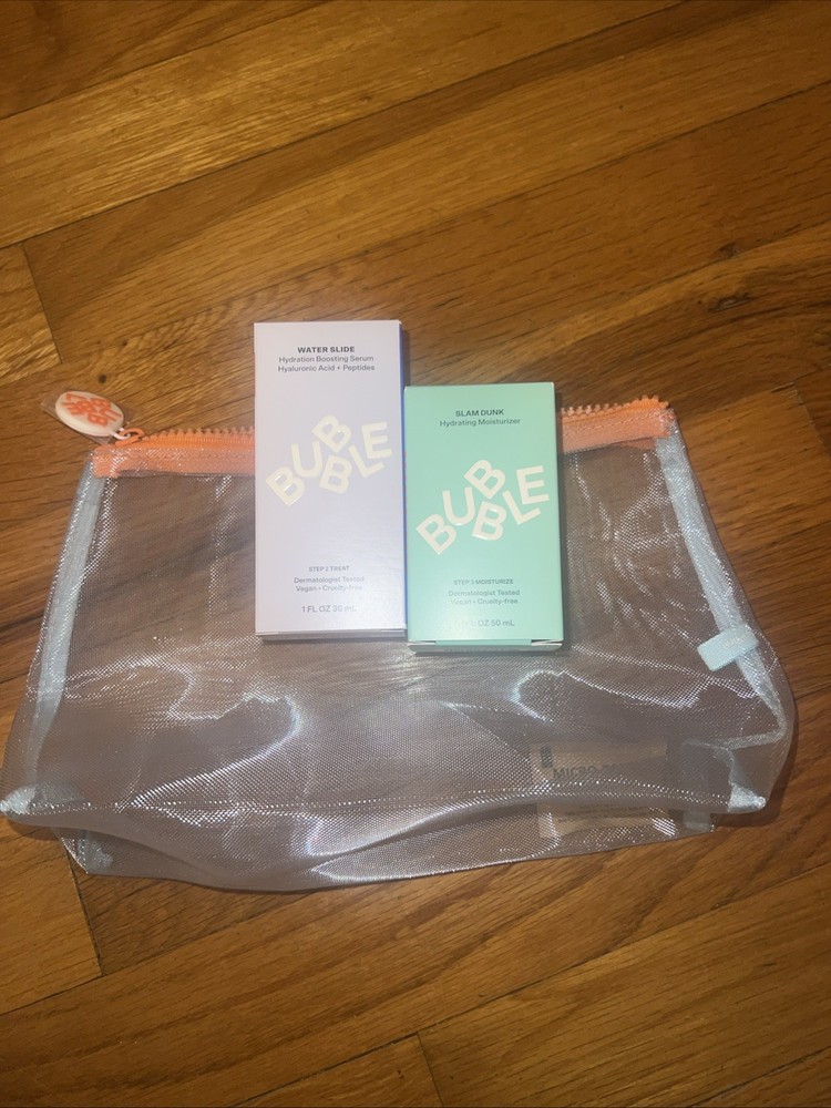 Bubble Skincare Set: Slam Dunk Hydrating Moisturizer & Water Slide Serum & Pouch