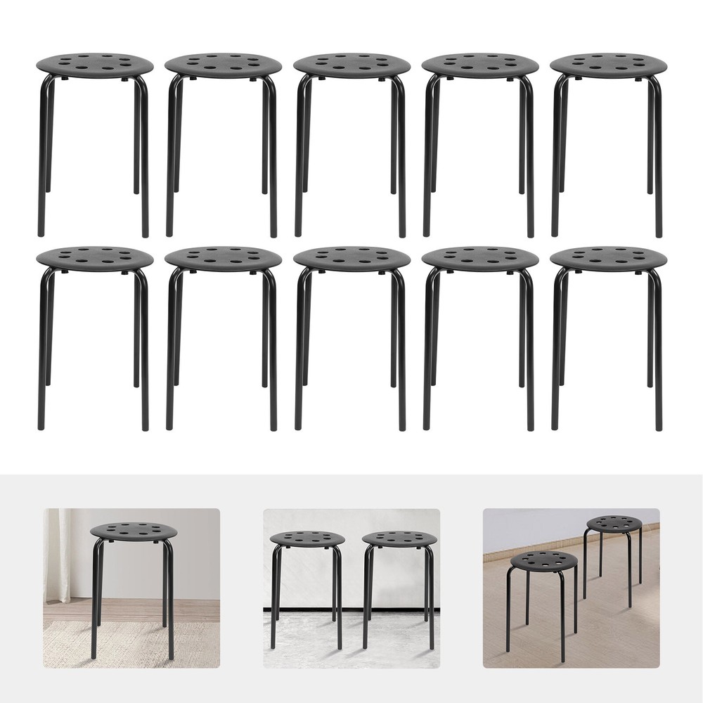 Set of 10 Portable Plastic Stack Stools 17.5