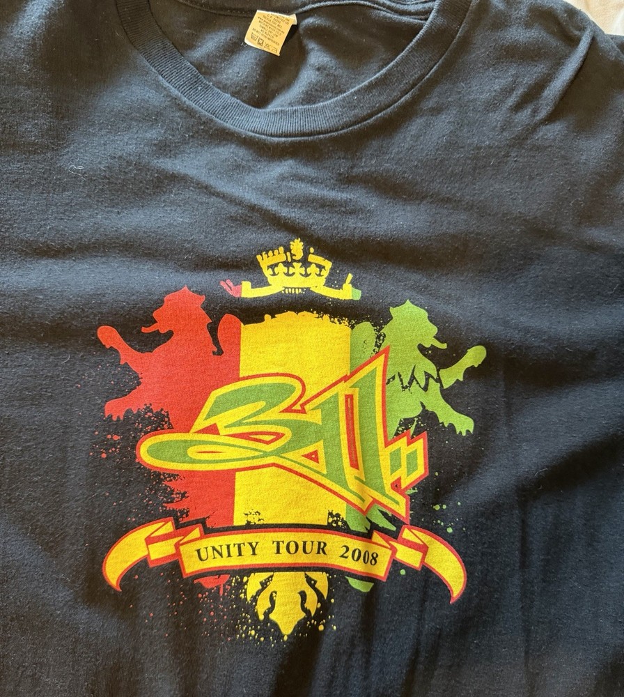 311 Unity Tour 2008 Black Graphic Tee Shirt Size XL (FITS SHORT)