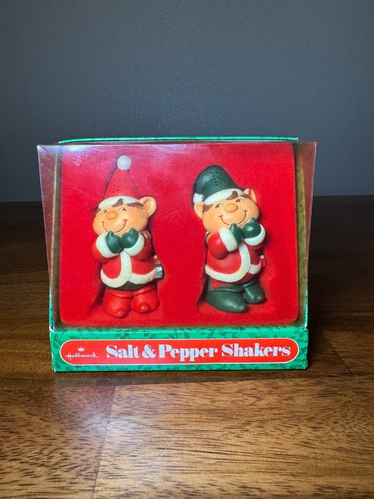 Vtg Hallmark Salt And Pepper Shakers Elves - Christmas