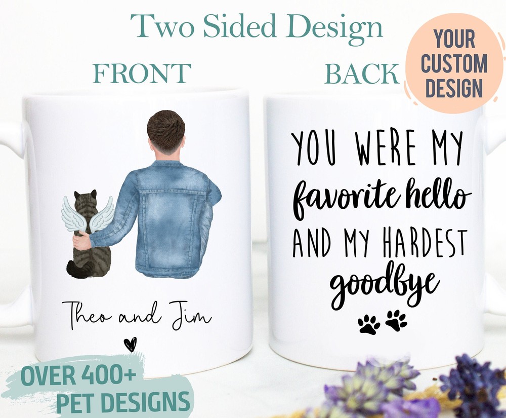 Custom Pet Portrait Mug Pet Memorial Death Of Dog Cat Sympathy Gift Pet Loss