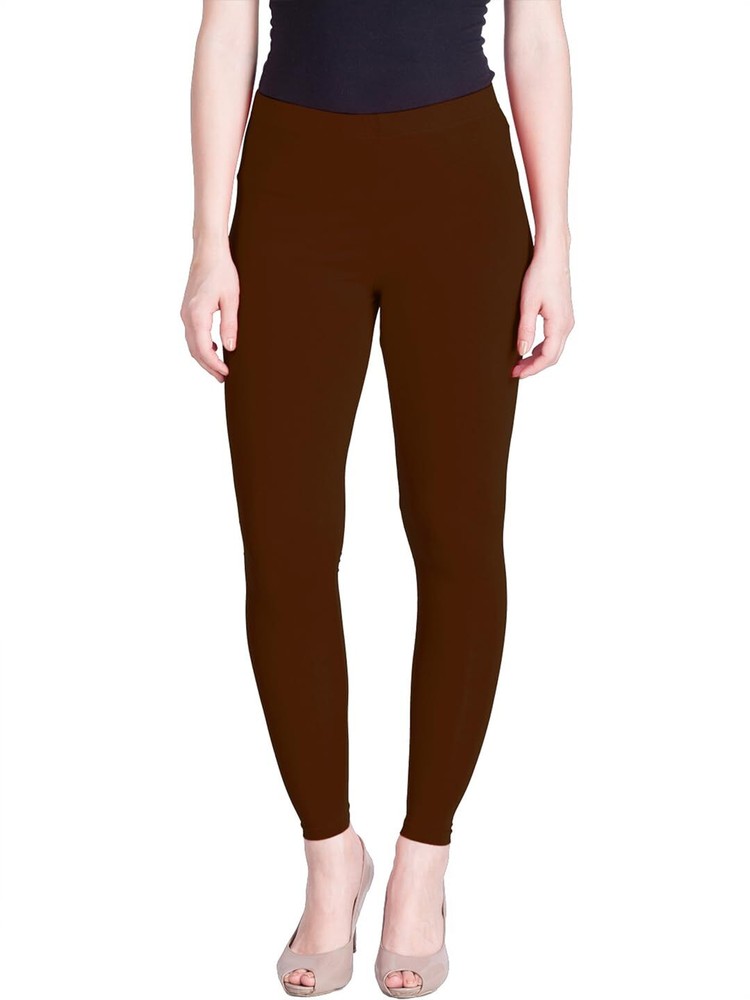 Women Solid Premium Cotton Ankle Length Legging Size L Casual Wear Hot Chocolate