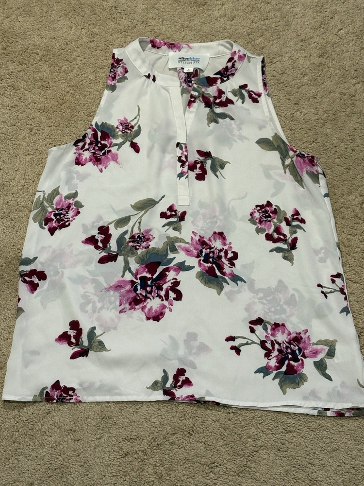 Alice Blue Womens Shirt Size Medium Multicolor Floral Print 1/2 Button Flowy