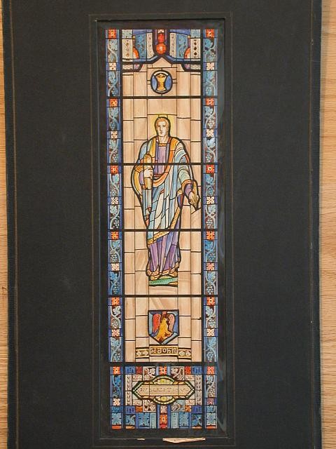 Photo:Design drawing for stained glass window with St. John