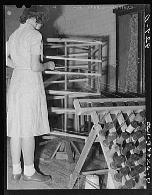 Photo:Barbara Wright 1941 NYA WPA CCC Woman Weaving Loom Textile Workshop