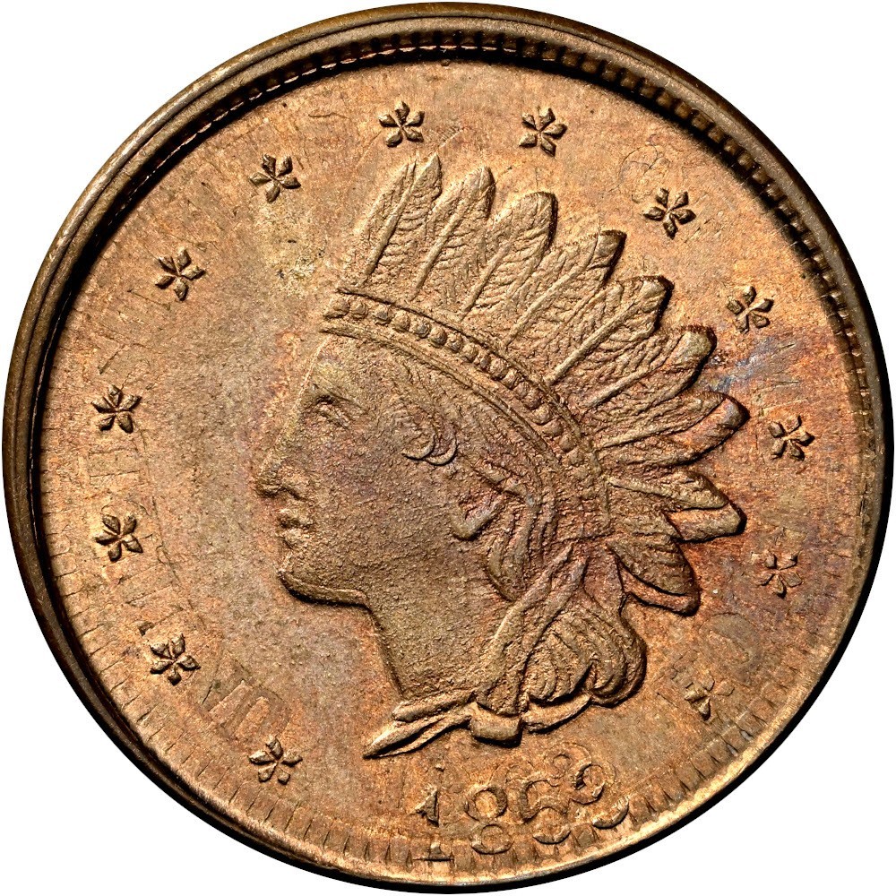 1863 New York City Civil War Token Felix Over 1862 Cent R8 NGC MS67 Ex Hetrich