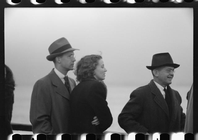 Photo:New York Harbor 1941 Aboard S.S. Coamo Man Woman Hats