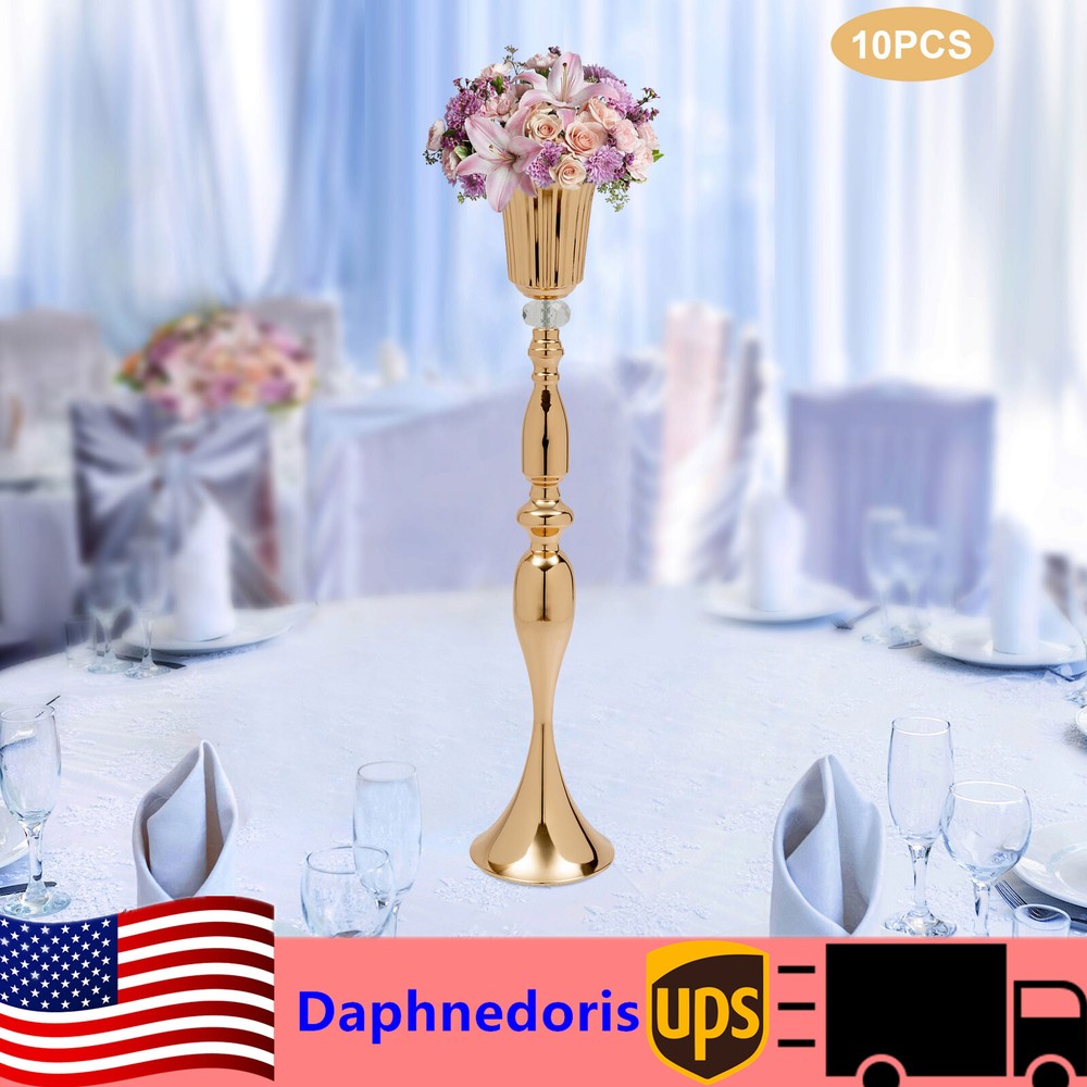 10 Pcs Tall Metal Trumpet Vases Perfect for Wedding Centerpieces and Party Decor