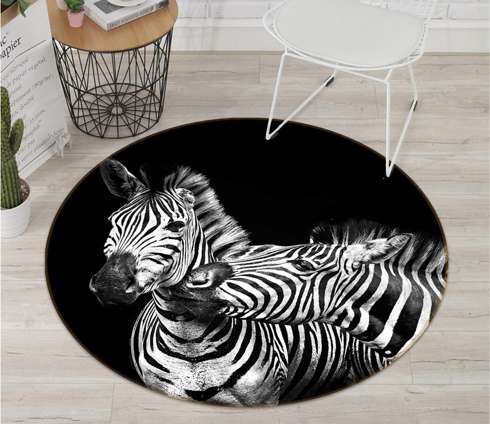 3D Two Gentle Zebras Non-Slip Rug Mat Elegant Photo Carpet Romy AHO186981