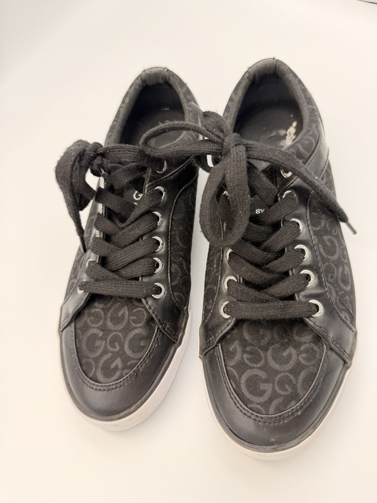G By Guess Omeni Women’s Size 8.5 Black Logo Lace Up Fashion Sneakers GBG