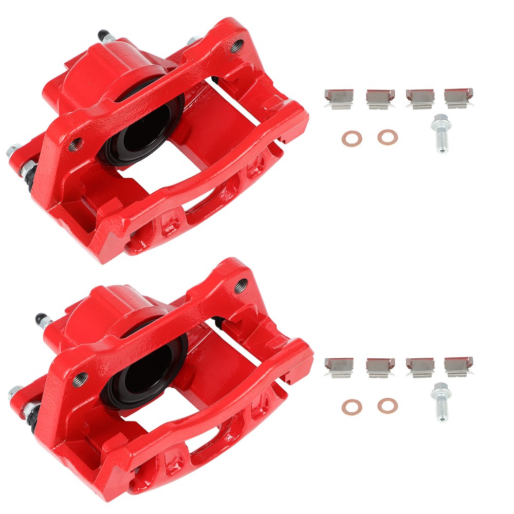 2 Red Front Brake Calipers with Brackets for Jeep Liberty Chrysler Town & Country