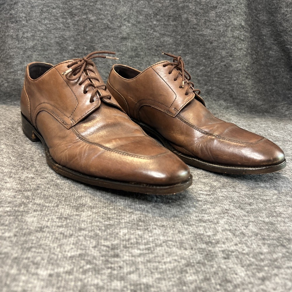 Sz 8.5 HUGO BOSS Men's Dress Shoes Moc Toe Derby Mahogany Brown Leather NICE!