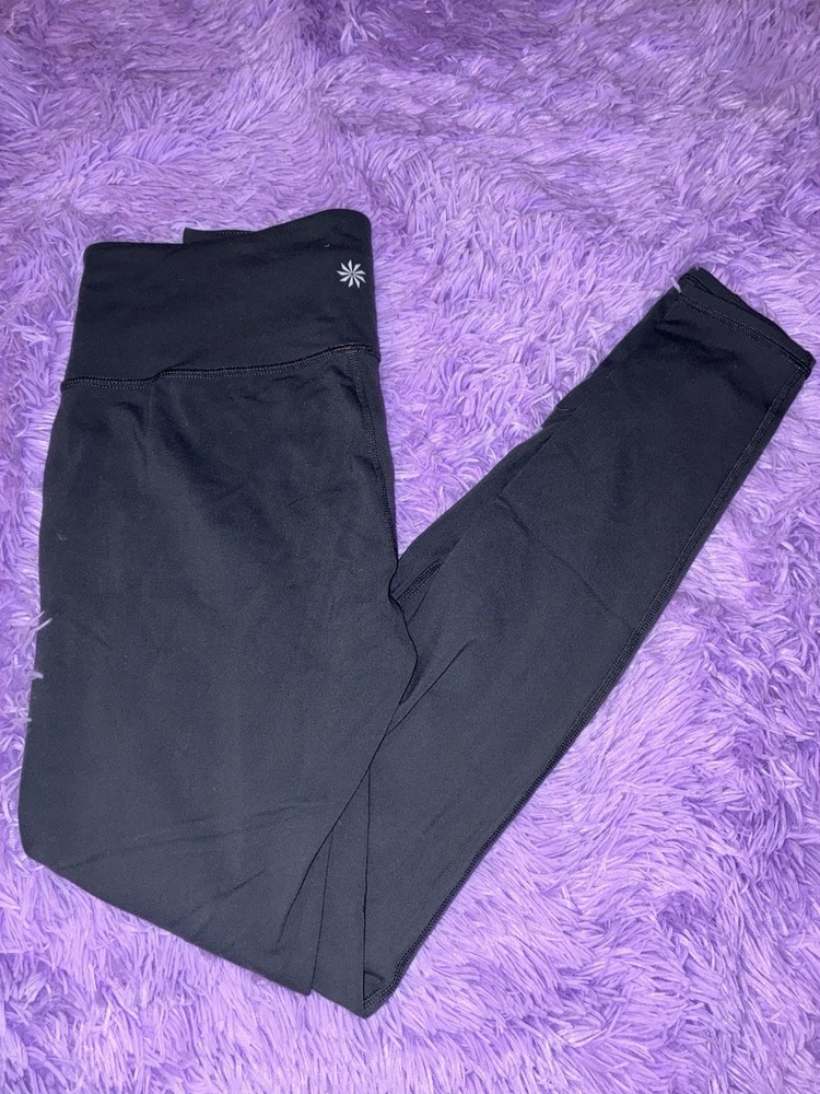 Athleta Leggings Stretch Elastic Waist Black Solid Women S
